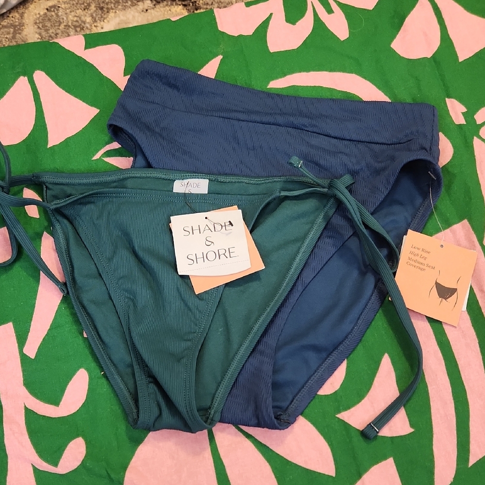 Shade & Shore Blue and Green Bikini Bottoms
